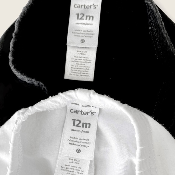 Carter’s 12M Bicycle Shorts x2 Black & White - Picture 5 of 6